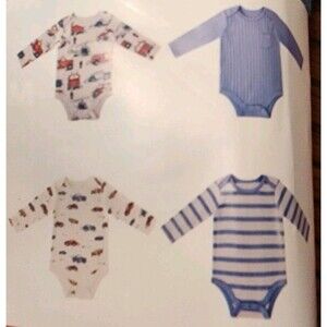 Member's Mark Set Of 4 Long Sleeved Organic Cotton Bodysuits 3 Months
